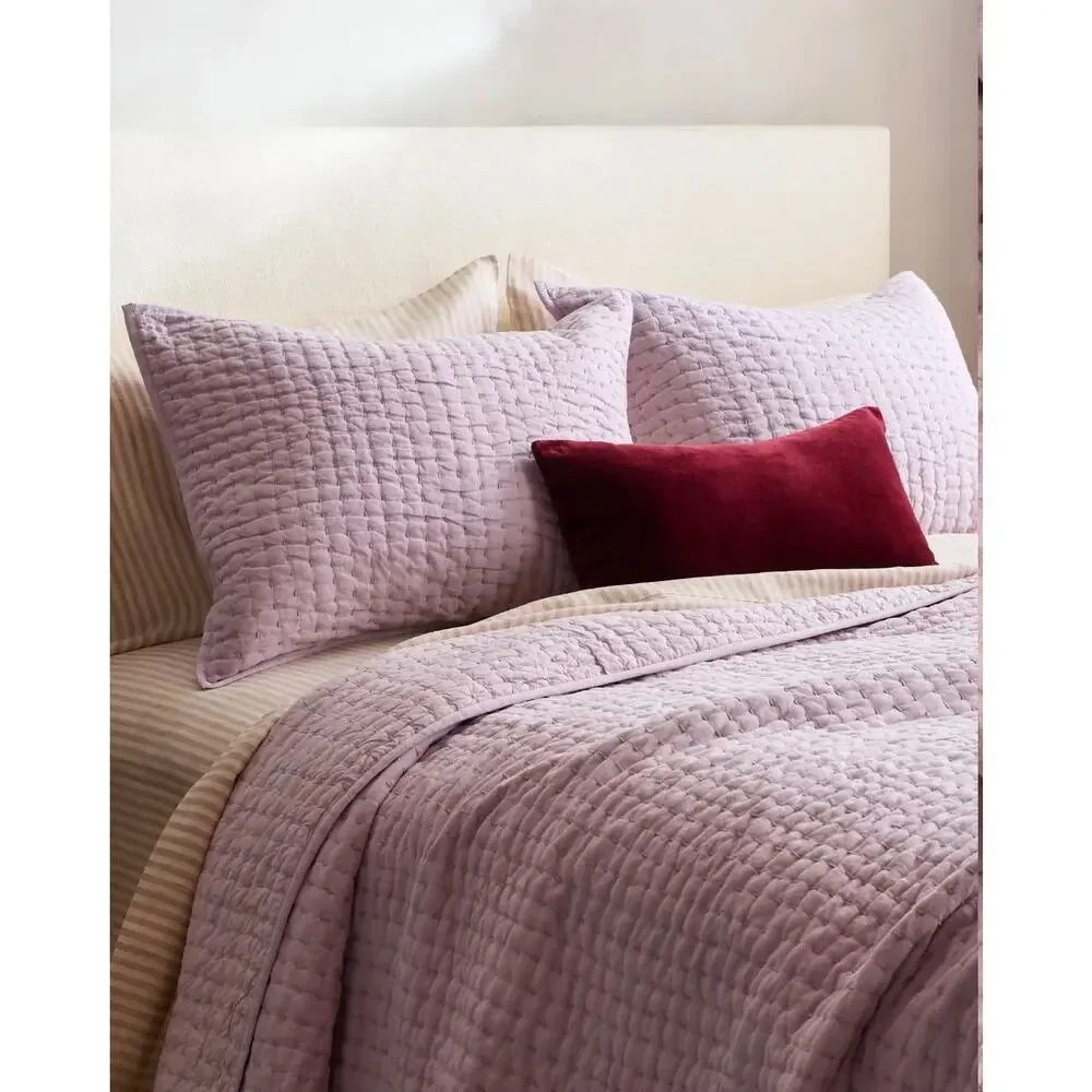 NEW Quince European Linen Cotton Stitch Quilt King / California King Orchid